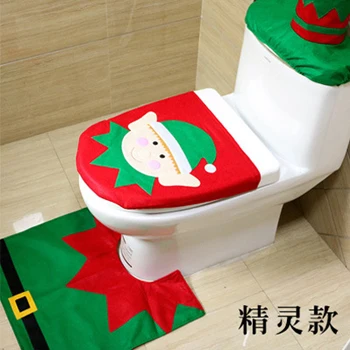 Рождество крышку унитаза 1 набор из нетканого материала Санта-Клаус, туалет пижамный комплект на Рождество, декор сиденье для унитаза крышка топливного бака крышка ковер рождественские украшения - Цвет: Wizard