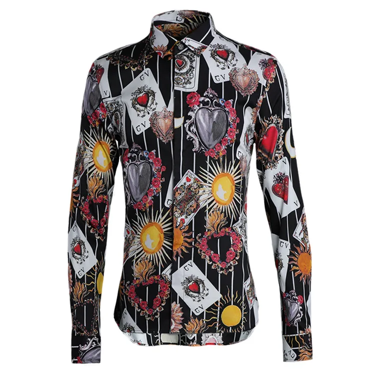 

New arrival high quality cotton Style Prints Healthy Fashion Classic Men long sleeve Shirt Casual Print plus size MLXL2XL3XL4XL