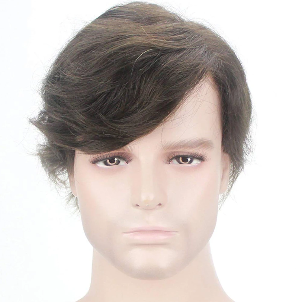 SimBeauty Q6 замена волос для мужчин французское кружево с прозрачной тонкой кожи PU темно-коричневый цвет #2 мужской парик