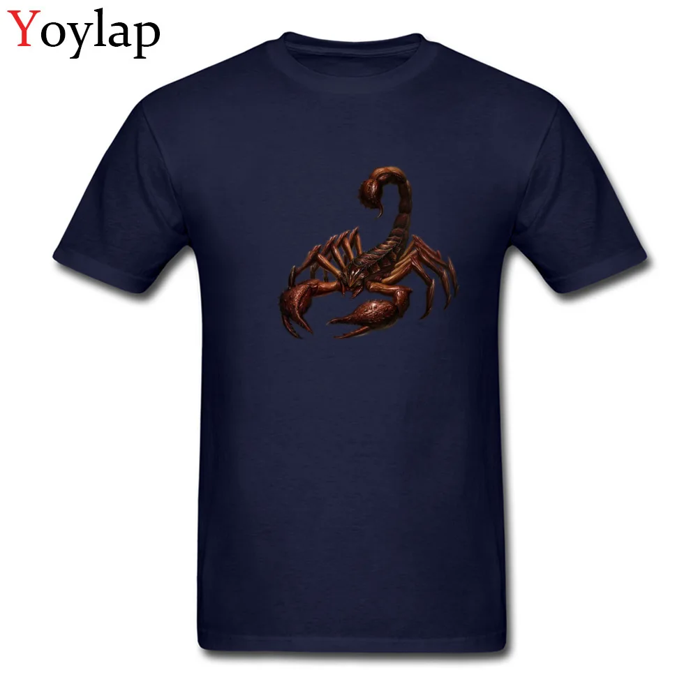 Men T Shirt Faddish Summer Tops T Shirt Summer/Fall 100% Cotton Crew Neck Short Sleeve Simple Style scorpion12117 Tee Shirts navy