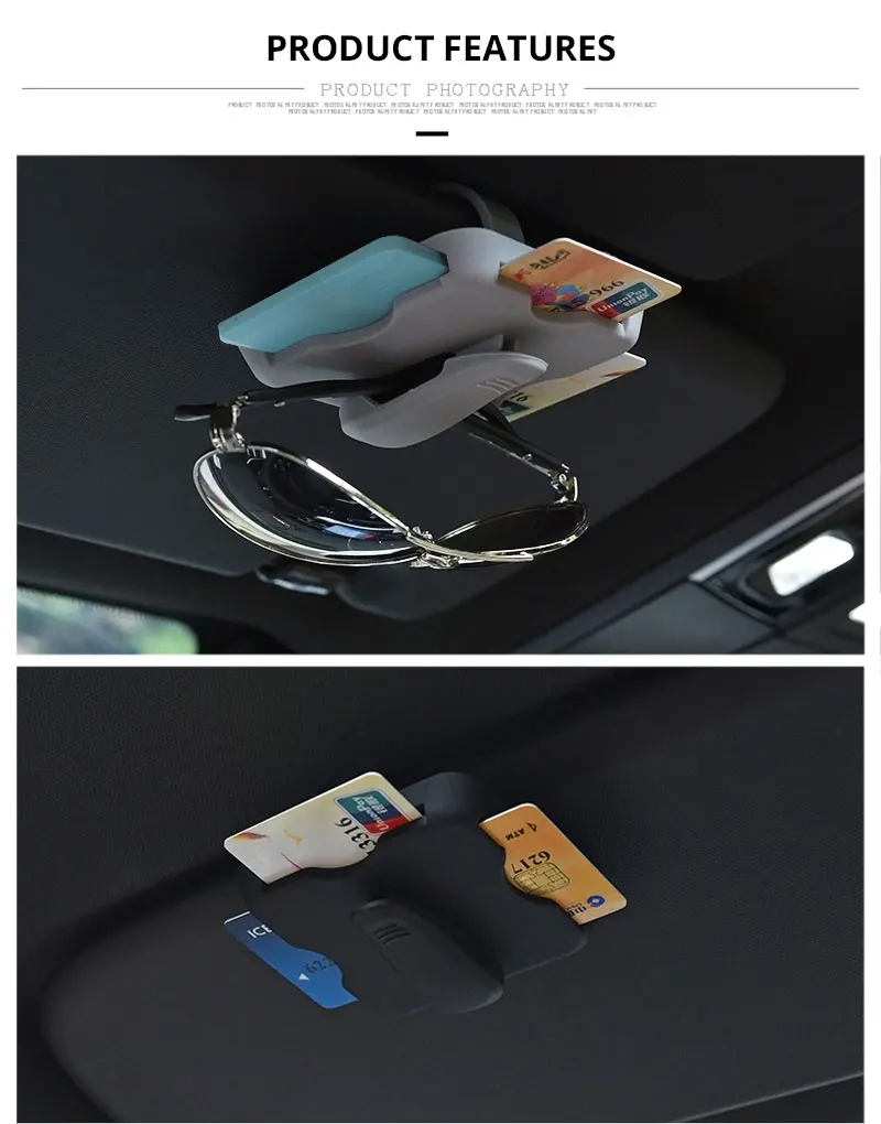 Car Sunglasses Holder Sun Visor Clips Card Organizer Bags Sun Glasses Case Box Stowing Tidying Storage Interior Car Accessories (3)