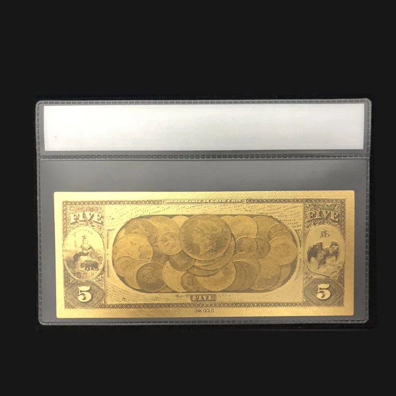 Лучшая цена для цвета 1870 год Америка банкнота 5 доллар золото banknotes в 24 к 99.9% золото с пластиковой рамкой для подарка