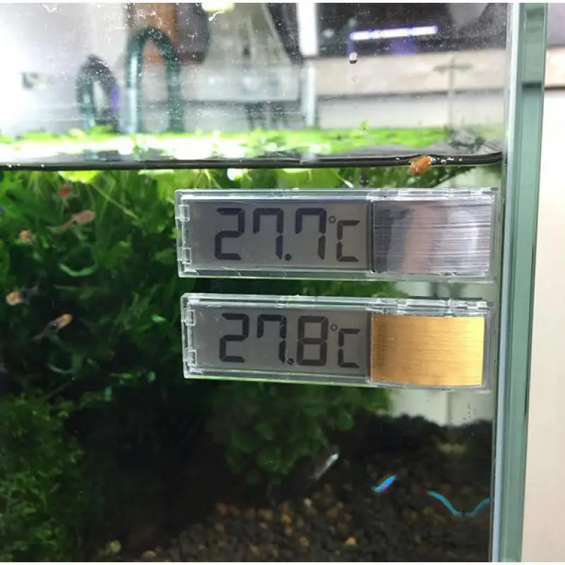 

LCD Digital Electronic Aquarium Thermometer Fish Tank 3D Digital Temperature Meter Sticker For Fish Shrimp Turtle Gold Silver
