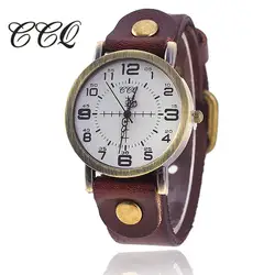 CCQ Винтаж корова кожаный браслет часы для женщин наручные часы повседневное Роскошные Кварцевые часы Relogio Feminino 1821
