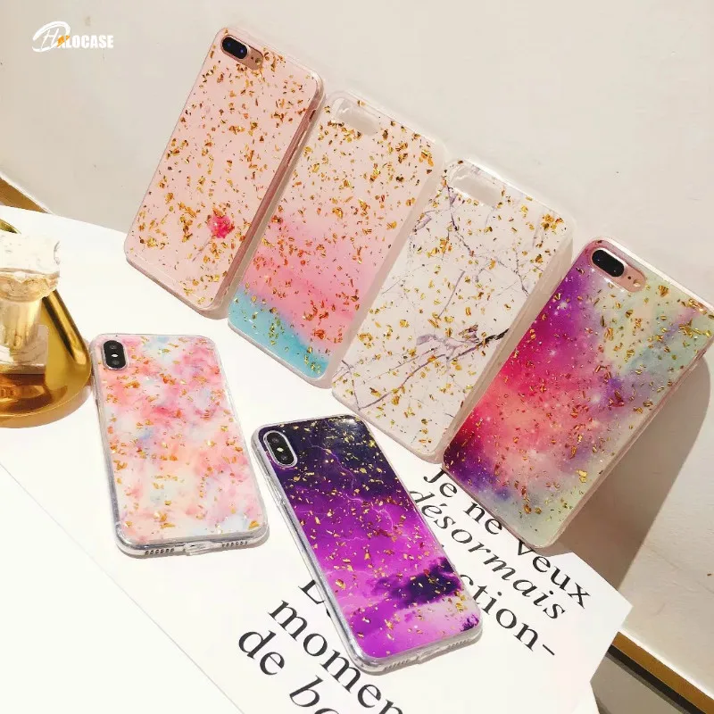 Comprar De lujo de oro Foil Bling Glitter caso de mármol para el iPhone X XS XR XS MAX con soporte de teléfono funda para iPhone 7 6 6 S 8 más teléfono