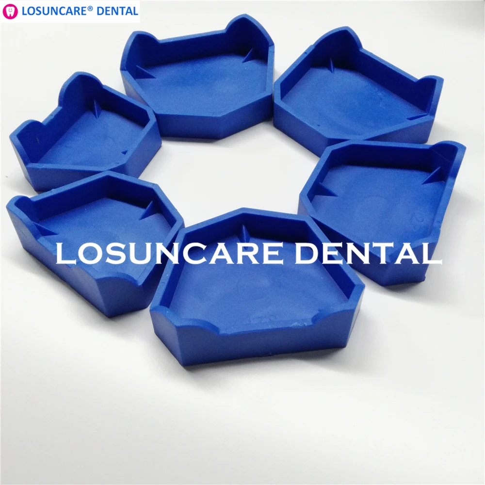 6 Pcs Rubber Dental Lab Plaster Model Former Base Molds Tool Tray Blue