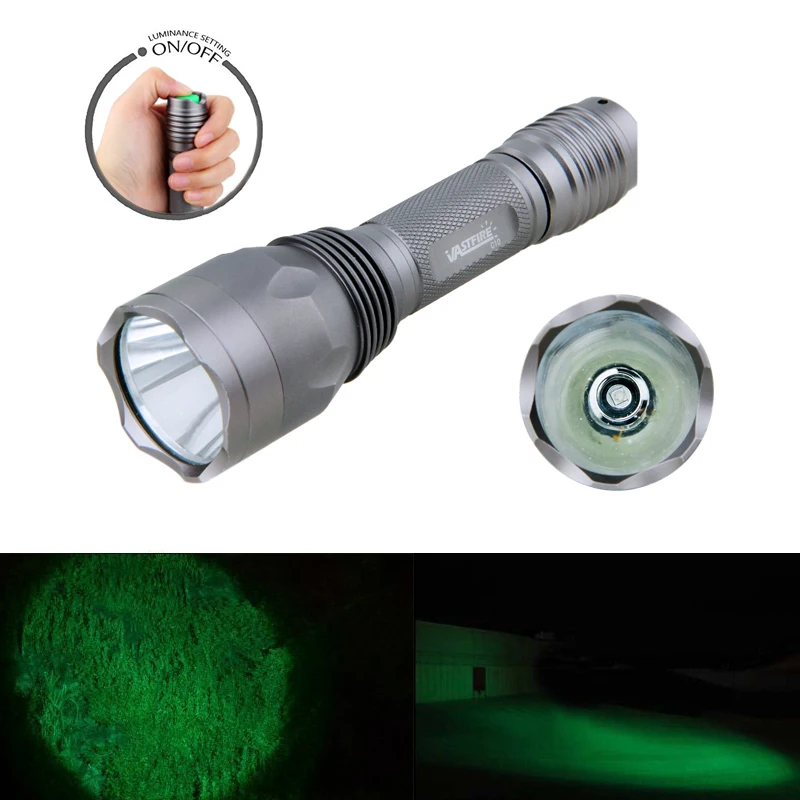 

Waterproof 350 Lumens Hunting Flashlight Green LED Tactical Torch+18650 Battery+Remote Pressure Switch+Mount