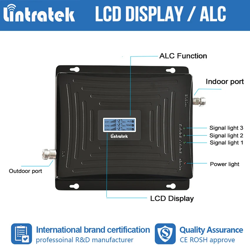 Lintratek Новый 2G 3g 4G 900 1800 2100 МГц трехчастотный усилитель сигнала мобильного телефона