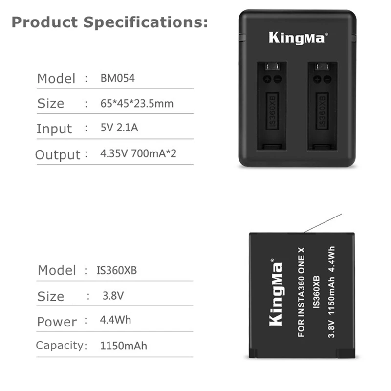 Новое поступление Insta360 One X 1150mAh заряжаемый 2 шт аккумулятор + Micro/Type C порт двойное