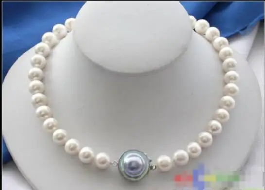 

FREE SHIPPING>>> Hot sale new Style >>>>>NATURAL 17" 12mm WHITE ROUND FRESHWATER PEARL NECKLACE MABE