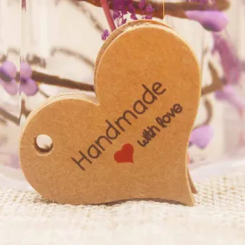 

200pcs Zerong kraft/white Handmade tag,paper vintage red heart thank you gift tag,DIy products swing Handmade hang tag