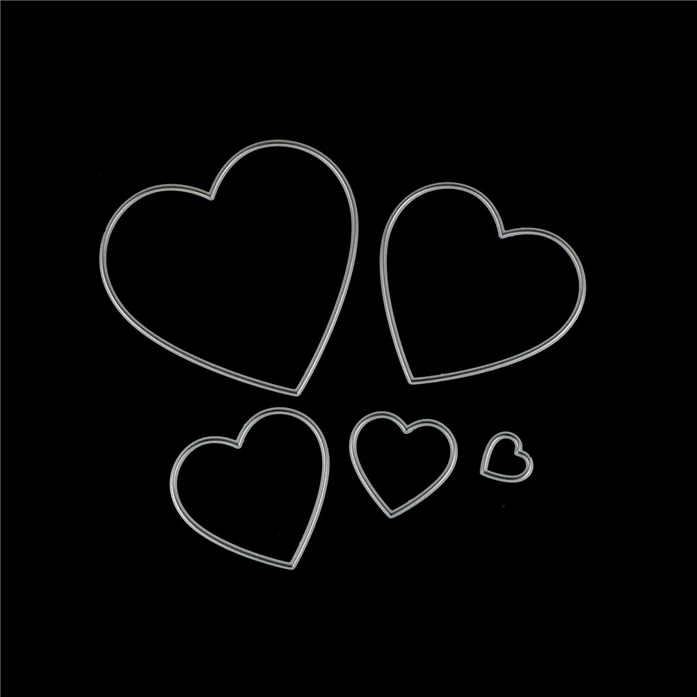 5 шт. в форме сердца DIY металлические штампы для тиснения трафареты для рукоделия Многослойные Геометрические многоугольные Альбомы для скрапбукинга штампы