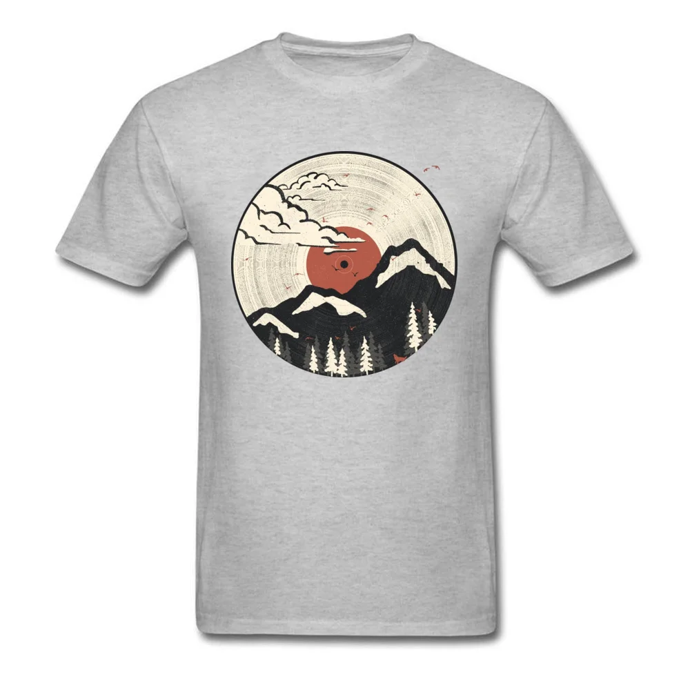 Normal Vinyl-Disc- Short Sleeve Summer Autumn Tops Tees 2018 New Fashion Round Neck 100% Cotton Fabric T Shirt Man T-Shirt Vinyl-Disc- grey