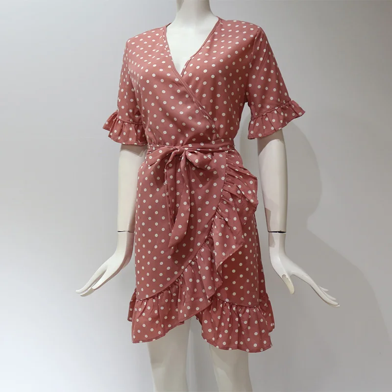 Новое летнее платье женское повседневное пляжное платье с v-образным вырезом и рукавом-бабочкой модное мини-сарафан большого размера женщина 2XL