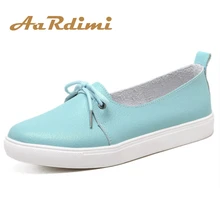 ФОТО  arrival spring lovely solid women shoes  leather women flats shoes 4 colors single boat shoes woman causal loafers