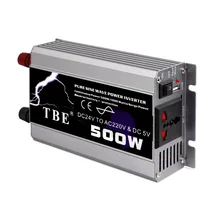 Car Pure Sine Wave Power Inverter 500w DC 24V TO AC 220V 1000W Peak Power Converter USB Socket For Solar Panel Auto Car Inverter smart 600w 24v car modified sine wave inverter solar system dc 24v to ac 220v inverter with usb charging port universial socket