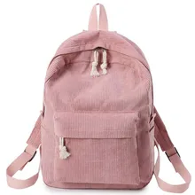 

Preppy Style Soft Fabric Backpack Female Corduroy Design School Backpack For Teenage Girls Striped Women Backpack