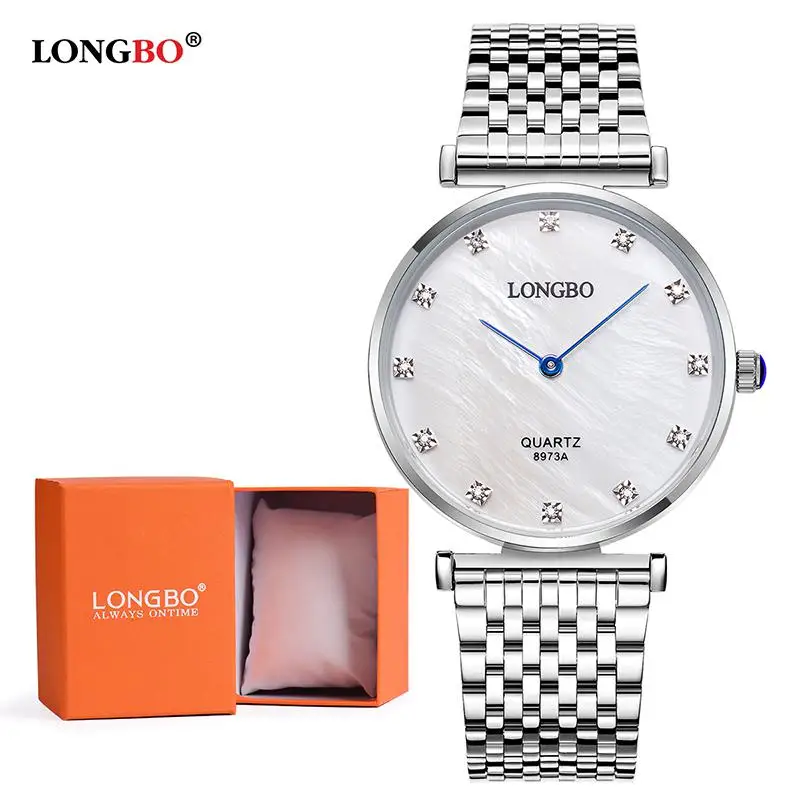 Модные часы Longbo Luxurybrandclassic для пар, часы в деловом стиле для влюбленных мужчин и женщин, кварцевые амулеты, аналоговые наручные часы 8973a - Цвет: White Dial Man Box