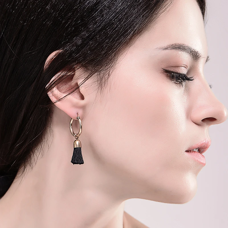 Pendientes de algodón con flecos para mujer, aretes con gancho de cobre,  color rojo, negro, moda, 2017|fringe earrings|hook earringsearrings women -  AliExpress