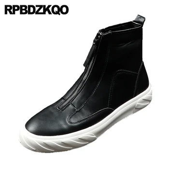 

designer fashion black elevator skate trainers street style platform hip hop metal sneakers white hidden height increasing shoes
