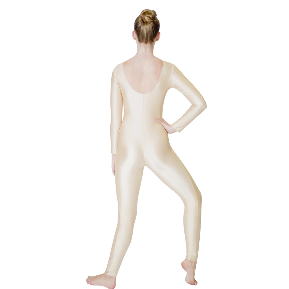 White Shiny Lycra Long Sleeve Unitard Catsuit - Ideal for Dance, Gymnastics, Women, Girls, Kids, Toddlers - Available in Full Sizes image 3