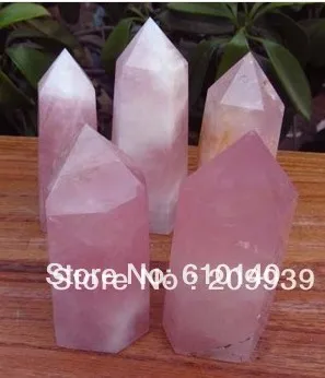 

0018 5PCS long AAA NATURAL ROSE QUARTZ CRYSTAL POINT Healing