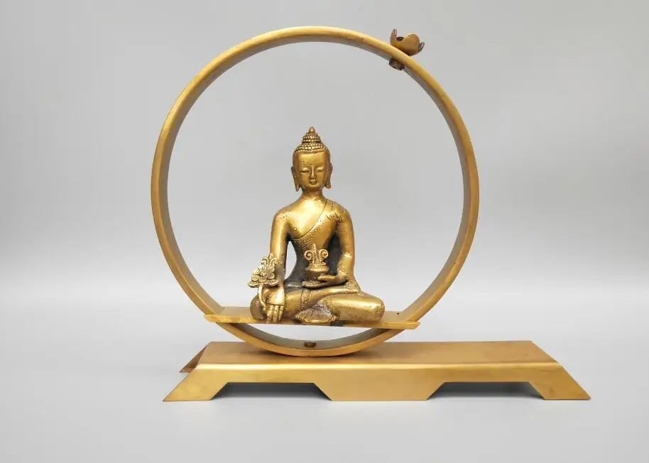 

Chinese pure brass buddhist sakyamuni Backflow incense burnee