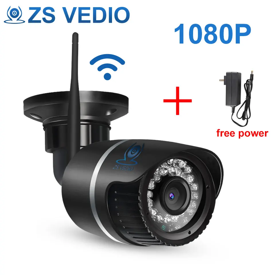 ZSVEDIO камеры наблюдения IP камера OnVif ip Wi Fi IP66 Внешняя беспроводная 1080P HD 2MP черная 2 8