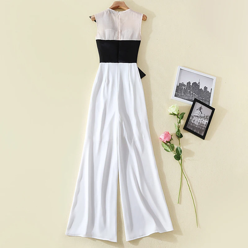 Комбинезон для женщин черно белый с широкой строчкой|jumpsuit wide leg|designer jumpsuitsfashion