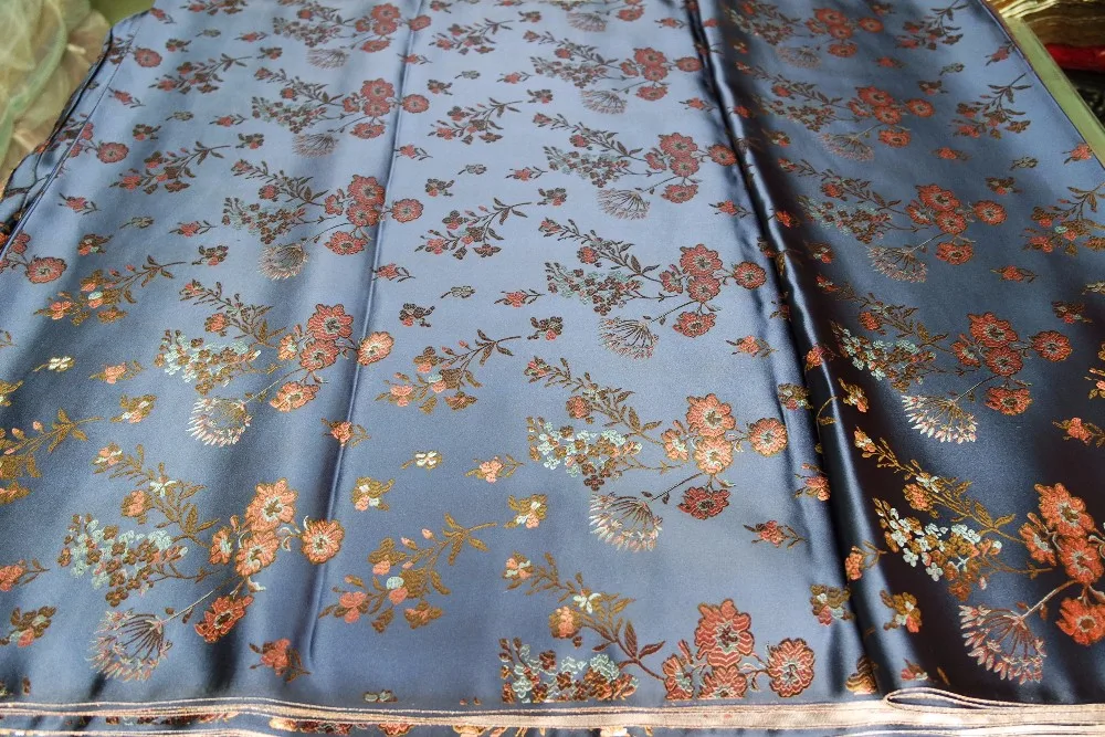 Китайская традиционная шелковая парчовая ткань cheongsam Подушка 90 см полувискоза темно-синяя спина с маленьким цветком сливы узор