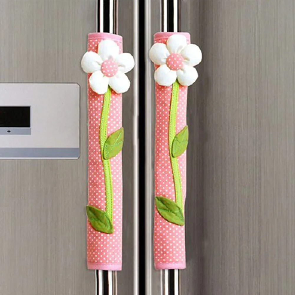

1 Pair Reusable Fridge Handle Gloves Washable Polka Dot Cover Home Decor Kitchen Protection Pastoral Refrigerator Door Flower
