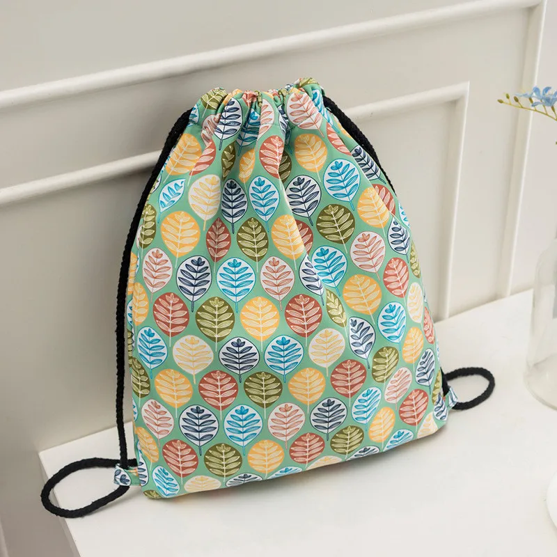 Mochila con cordón para mujer, bolsa de viaje informal con estampado de hojas de nailon, de playa diaria, venta al por mayor, nueva moda - AliExpress Maletas bolsas