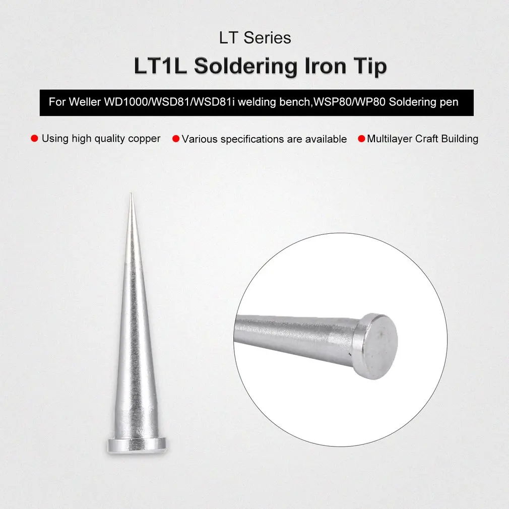 2Pcs LT Soldering Iron Tips LT1L Welding Tools LT1L Soldering Tip for Weller WSP80/WP80 Soldering Station Rapid Heating
