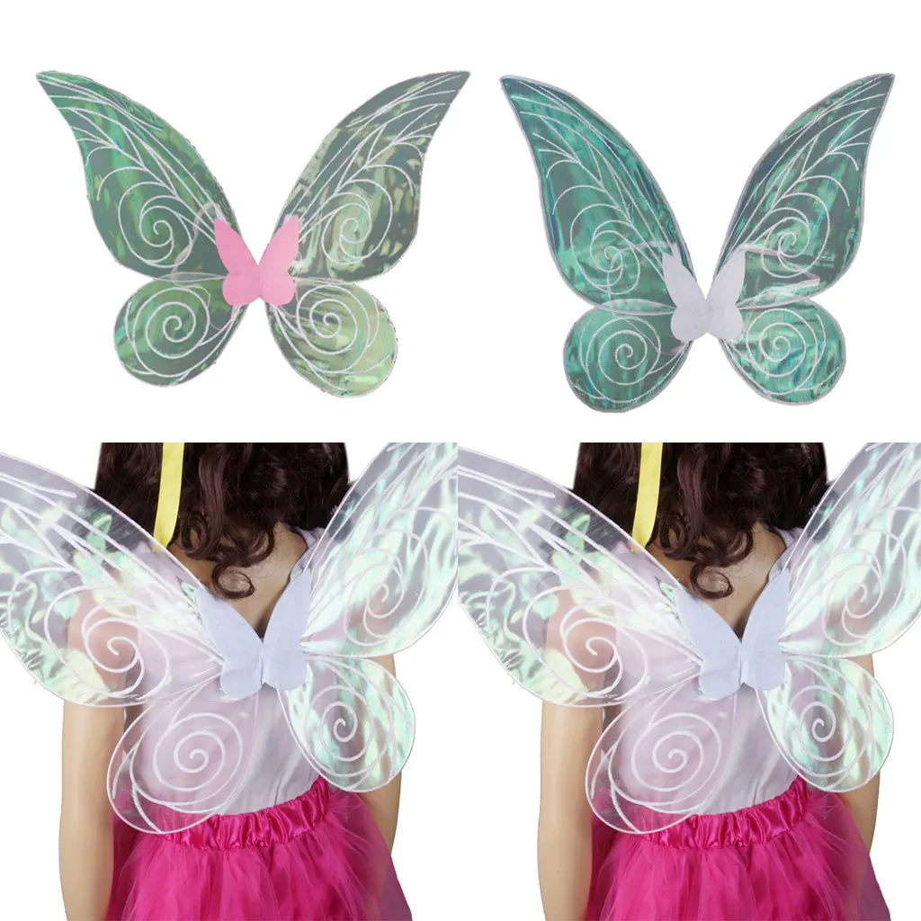 1 Pair Shiny Color Fairy Butterfly Wings Angel Wing for Kids Girls Party Costume Cosplay Outfits