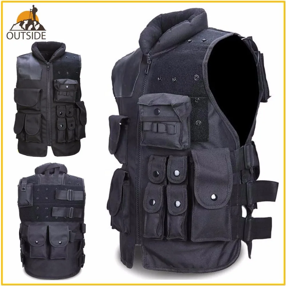 baratas Alta Qualidade Mens Militar Caça Tático Colete Preto Colete Campo de Batalha Airsoft Molle Assalto do Combate Colete Transportadora Placa