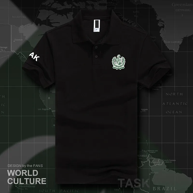 Исламская Республика Пакистан Пак поло рубашки мужские короткий рукав белые бренды с принтом для страны хлопок Национальный эмблема Мода - Цвет: polo-black