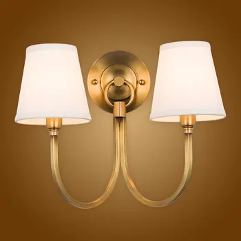 

Modern Wall Lamp Full Copper Wall Sconces Fabric Lampshade Bathroom Mirror Light Home Lighting Luminaire