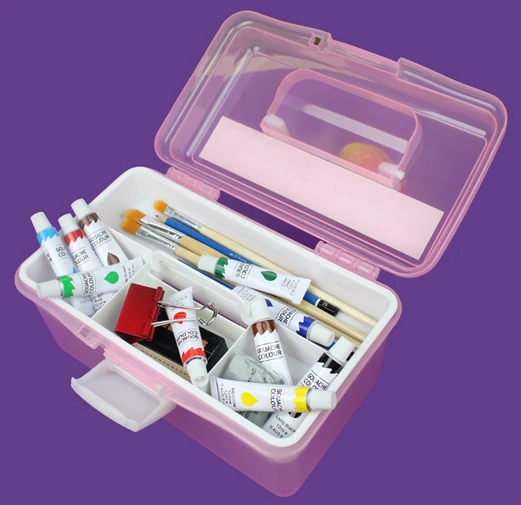 1pc New Stationary Set Box Clear Rectangle Nail Art Pen Container