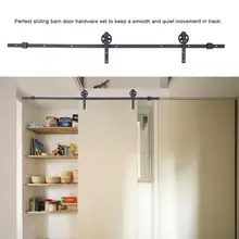 8FT Sliding Door Steel Sliding Barn Wood Door Kit Hardware Track Gear Sliding Barn Door Sliding Track System for Closet Cabinet heavy duty barn door handle w screw carbon steel pull handle for sliding barn door closet wooden gate hardware accessories