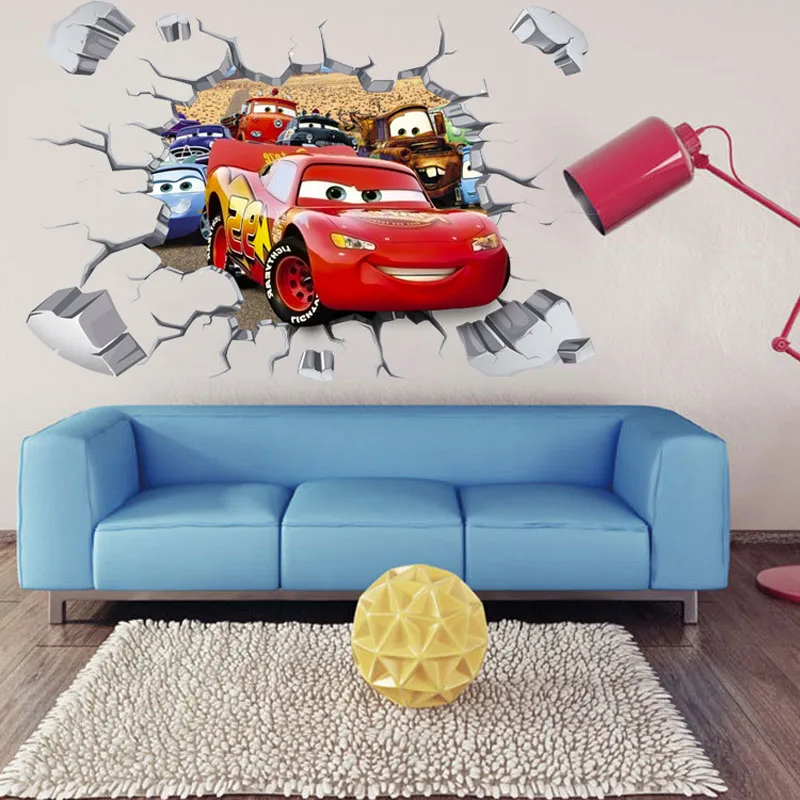 3d Cars Lightning Mcqueen Mater Wall Sticker Decal Kids Room Mural