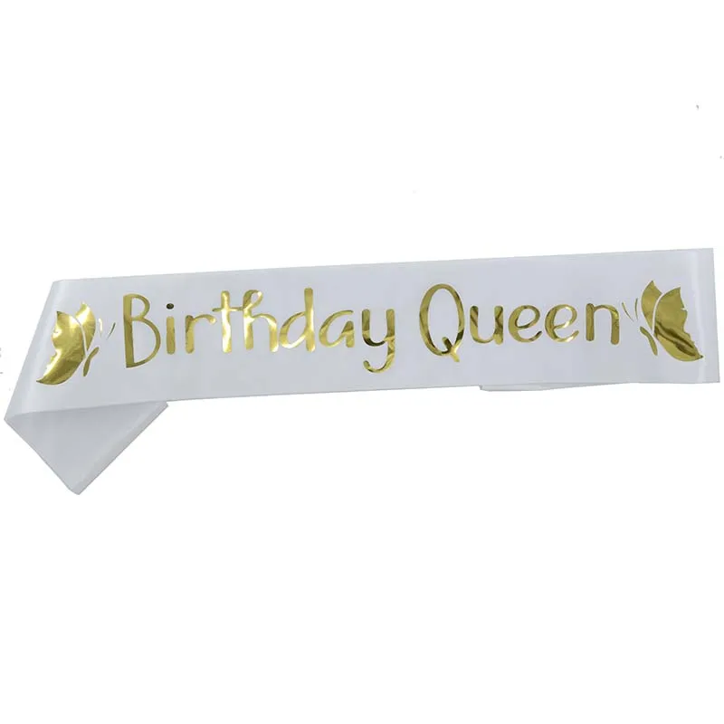 День рождения королева атласная лента пояс 20 21 30 40th 50th лента для дня рождения для женщин Девушка счастливый день рождения украшения поставки
