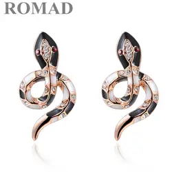 ROMAD 2019 женские серьги симпатичная змея обручальное кольцо из розового золота трендовые серьги-гвоздики женские летние вечерние серьги