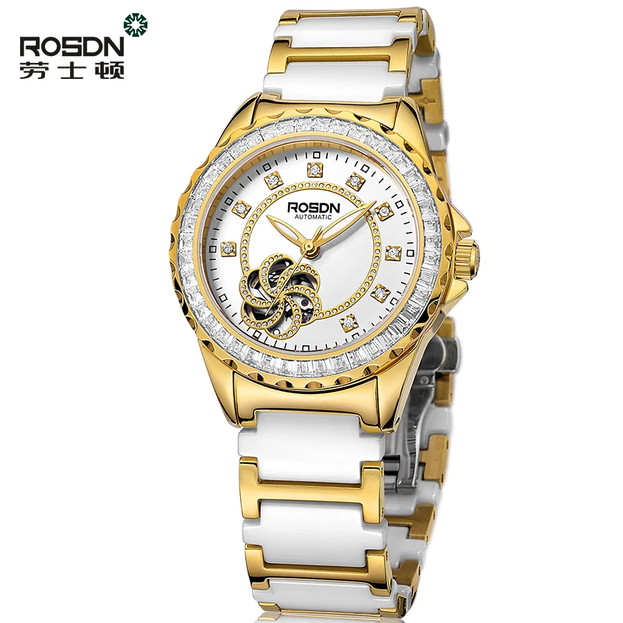 ROSDN 2016 Watch Women Brand Luxury Fashion Casual Mechanical Ceramic Watches Lady Relojes Mujer Women Wristwatches