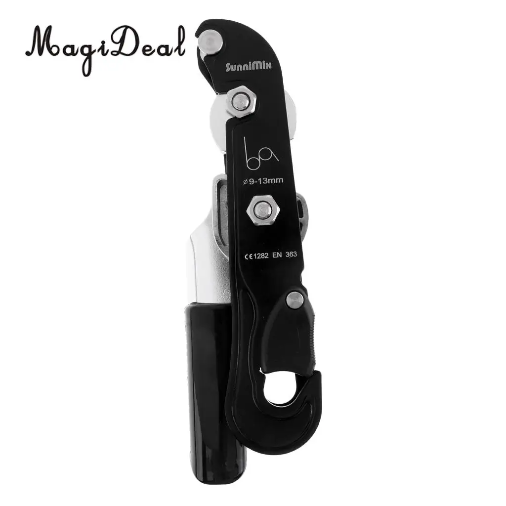 MagiDeal D-Shape Climbing Carabiner Screw Lock 28KN +25KN Self Braking Stop Descender Black