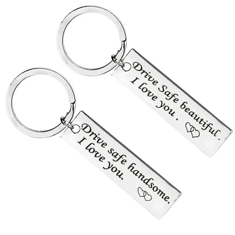 

Custom Fashion Keyring Gifts Engraved Drive Safe Keychain Couples Boyfriend Girlfriend Jewelry Key Chain