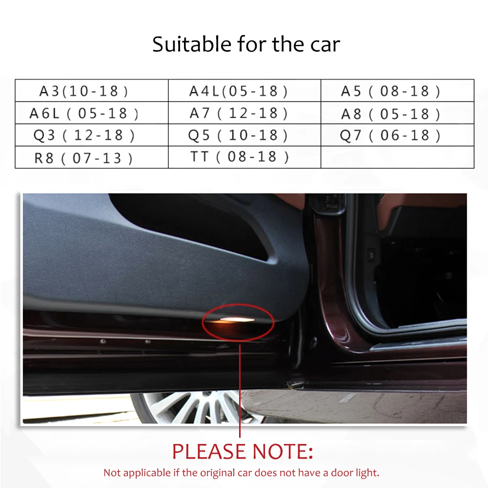  Car Styling Car LED Door Warning Light For Audi A3 A4 B6 B7 A5 A6 C5 C6 Logo Laser Projector Welcom - 32960332797