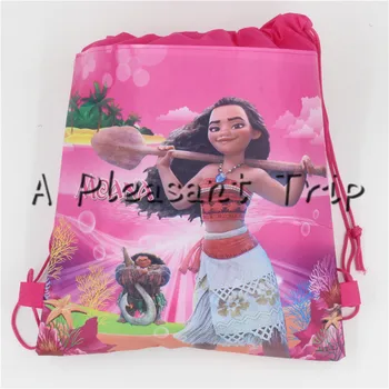 

10pcs Kids Favors Baby Shower Trolls Nonwoven Backpack Drawstring Bag Birthday Party Moana Decoration Supplies