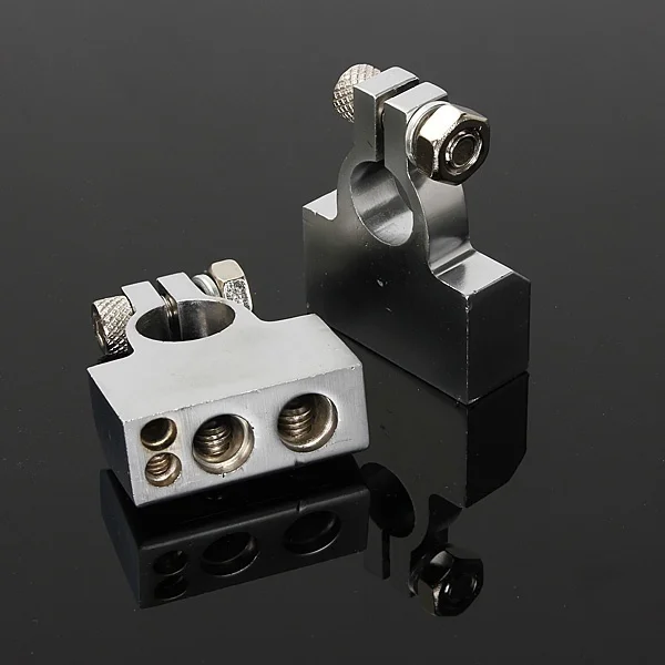 Skup 1 para posrebrzany zacisk akumulatora samochodowego 2 4 8 Gauge AWG dodatni i ujemny zacisk mocujący akumulator