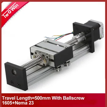 

500mm travel length linear guide rail cnc Stage Linear Motion Moulde Linear Ballscrew 1605 name 23 stepper motor