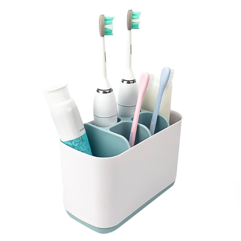 

Bathroom Accessories Multifunctional Toothbrush Holder Box Kitchen Organizer Plastic Wall Stand Toiletries Toothpaste Storage